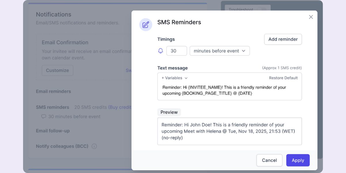 koalendar automated sms for google calendar events