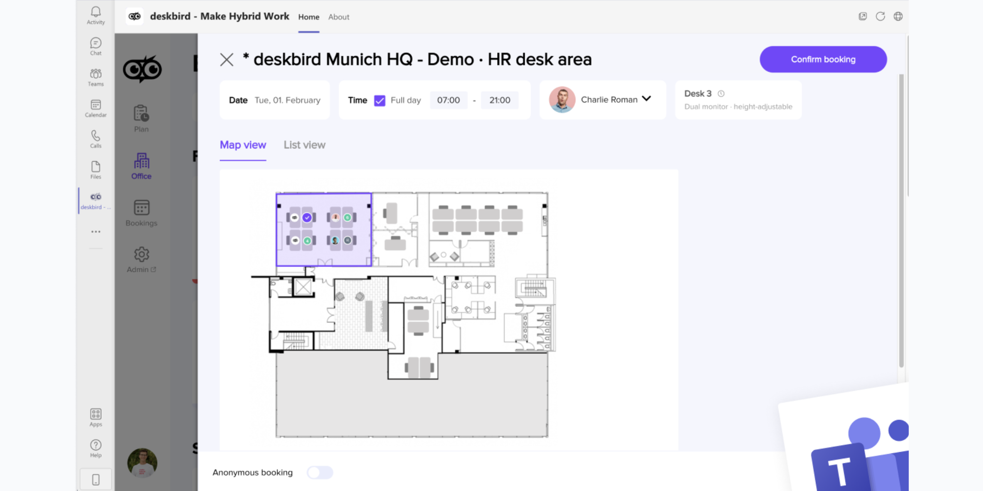 deskbird coworking space software