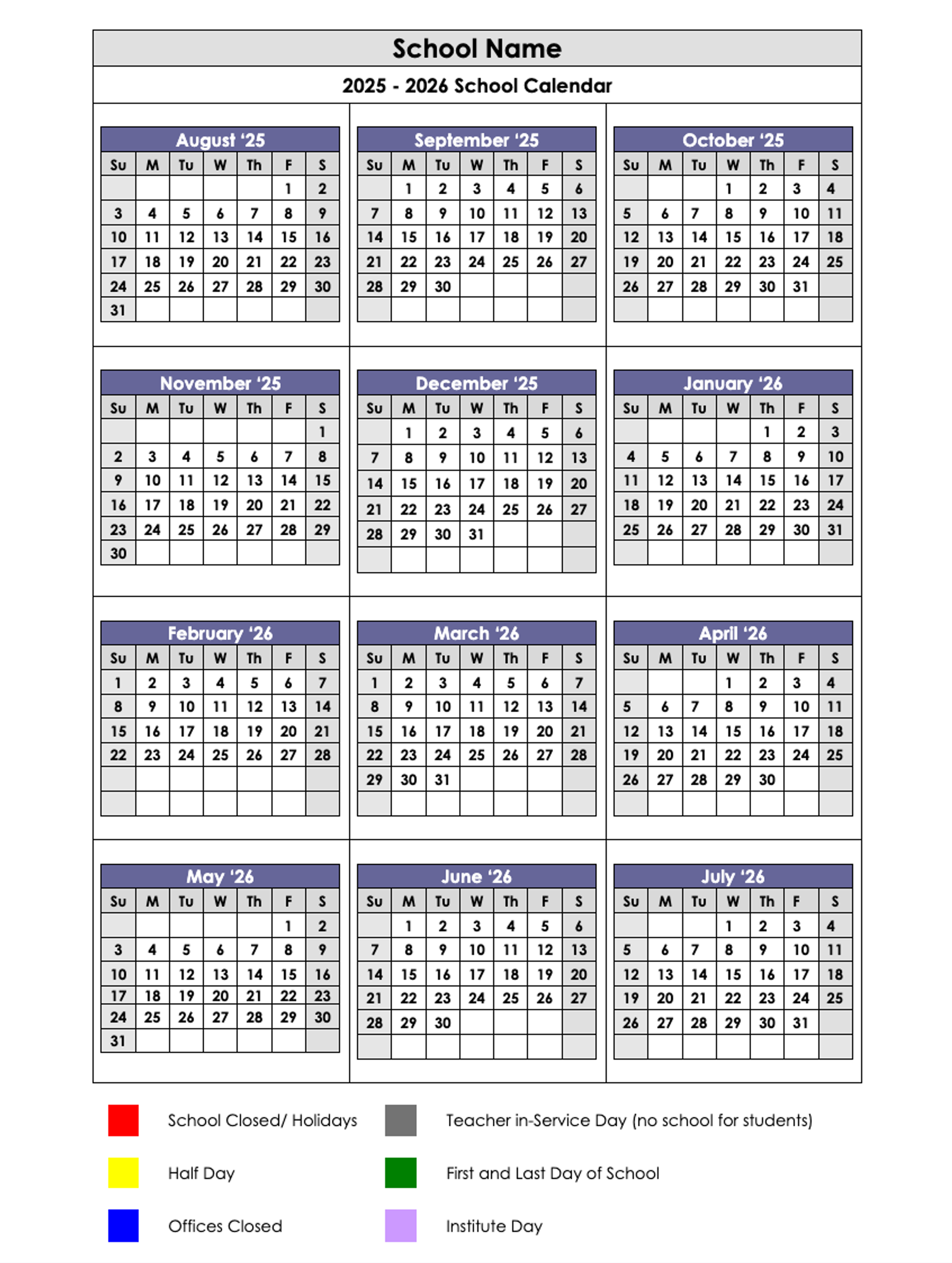 google docs used  a school schedule maker