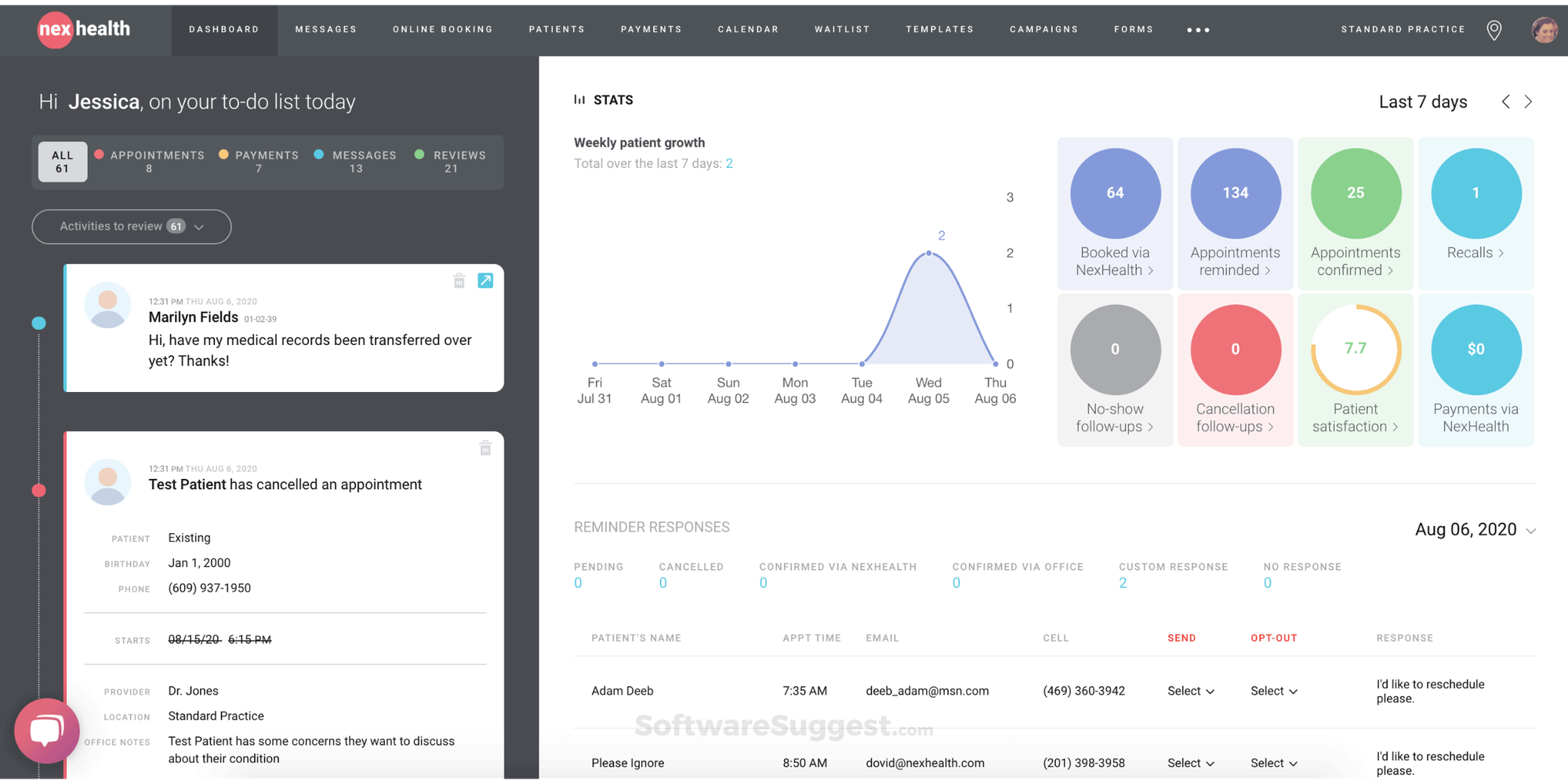 screenshot nexhealth ui