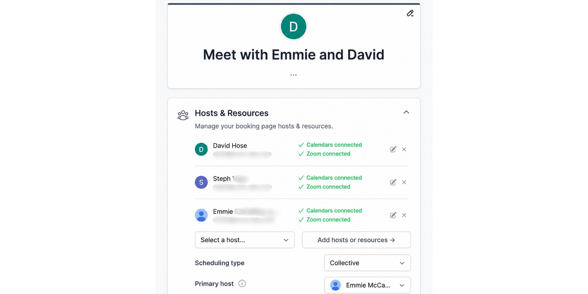 booking page of technology consulting company with collective scheduling option