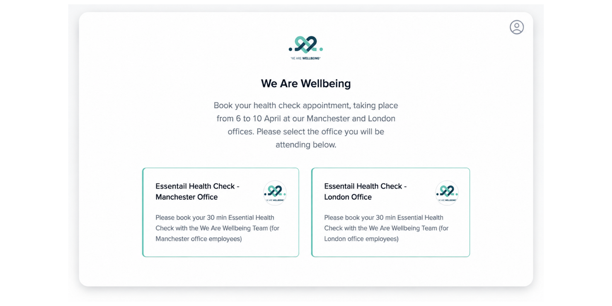 booking page for health check appointments made with Koalendar scheduling tool