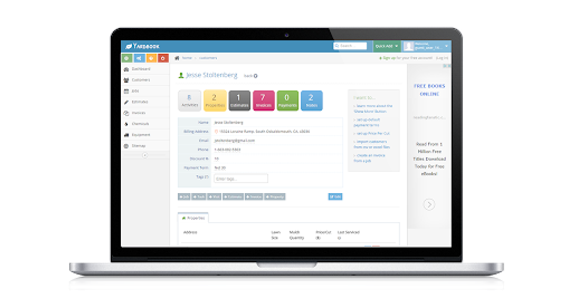 Image of a laptop with Yardbook admin dashboard on the screen