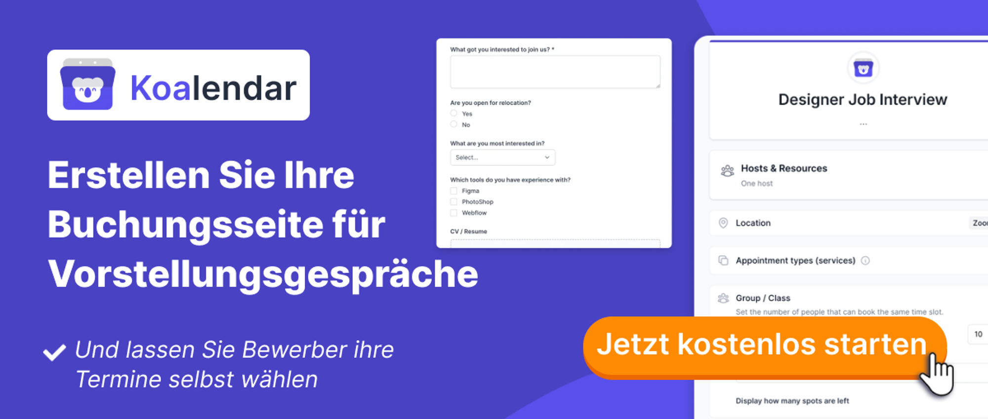Erstellen Sie Ihre Buchungsseite für Vorstellungsgespräche