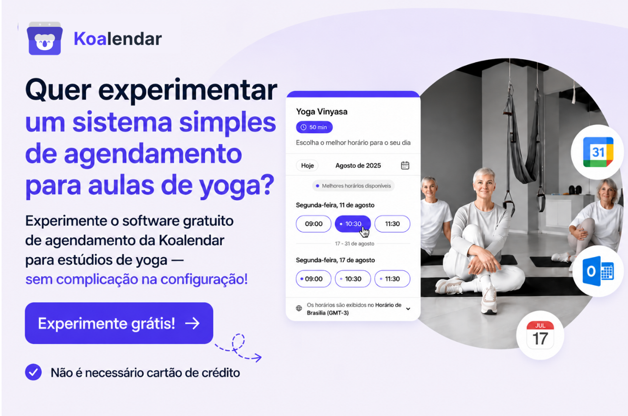 Koalendar é o sistema de agendamento mais simples para estúdios de yoga