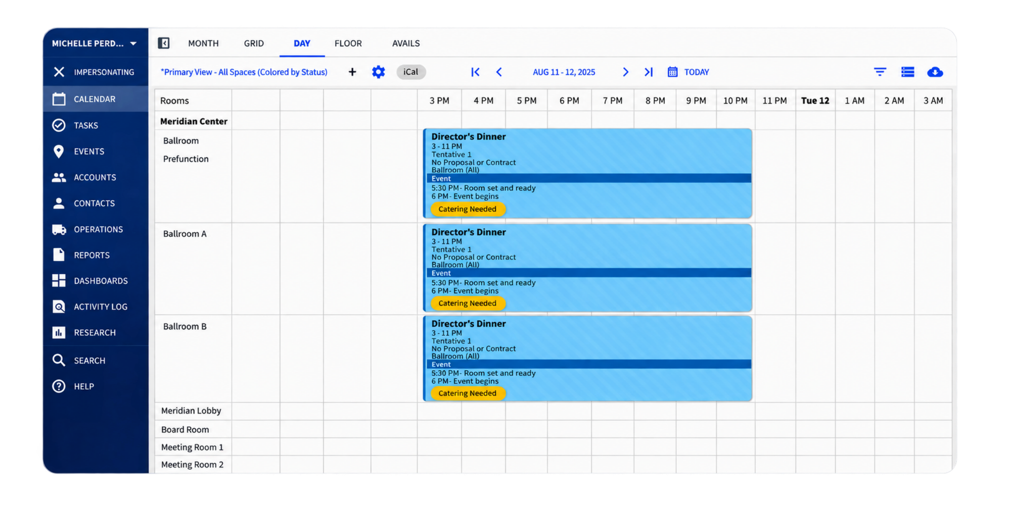 Momentus Technologies venue scheduling software interface