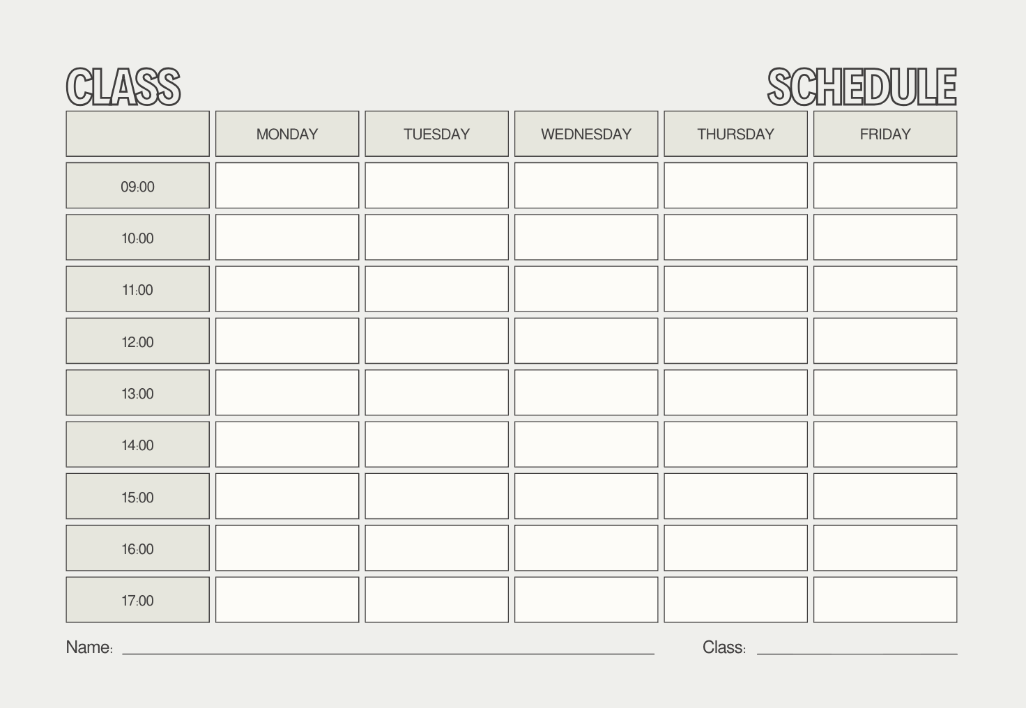 Sample of a school schedule template