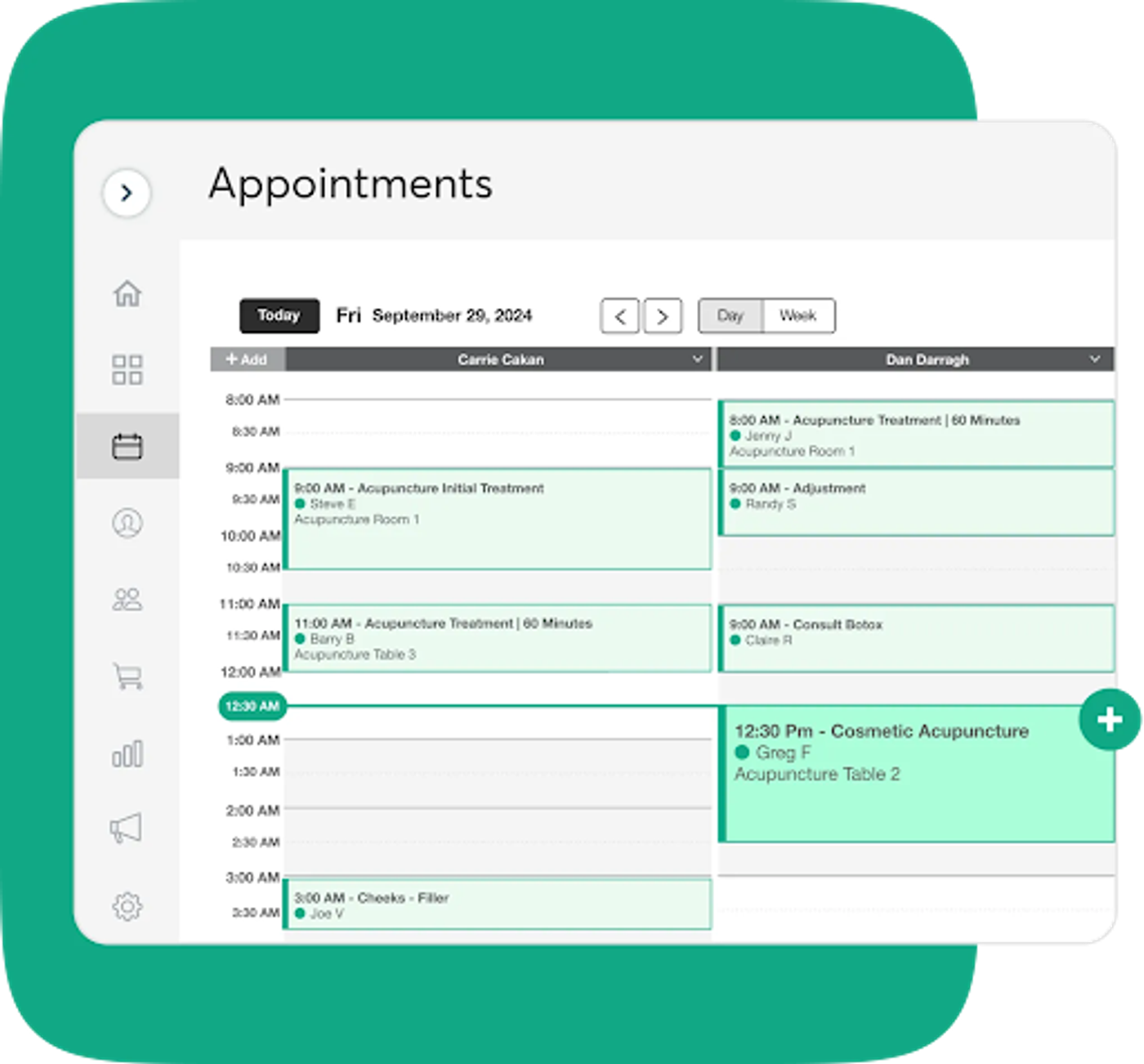 screenshot of Mindbody class bookings for yoga classes