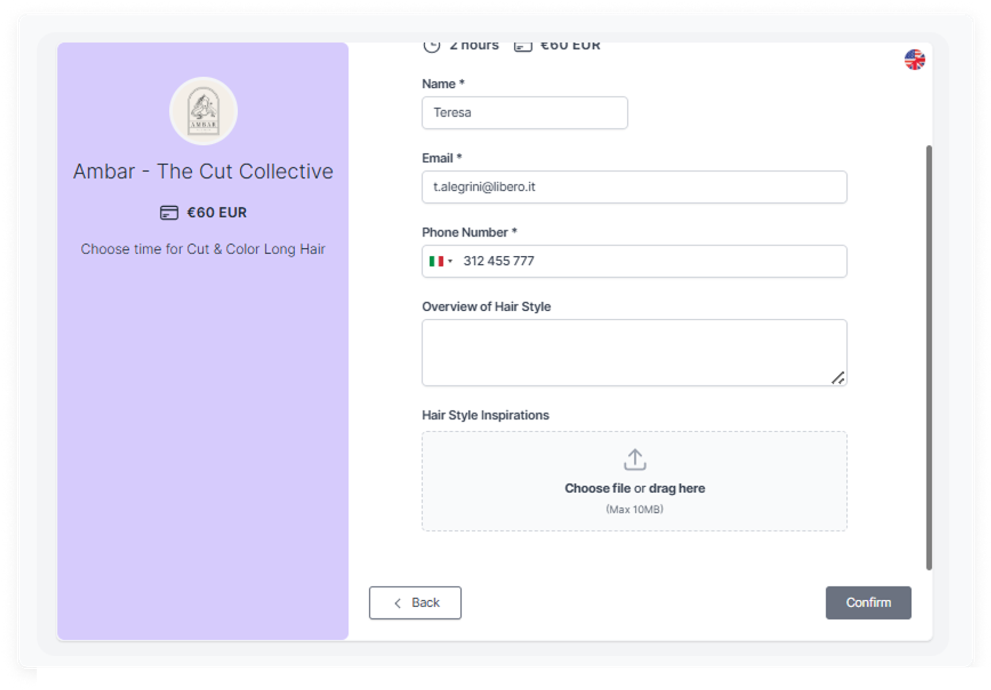 Koalendar personalized booking form as one of salon growth strategies