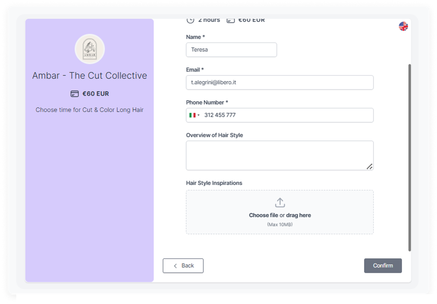 Koalendar personalized booking form as one of salon growth strategies