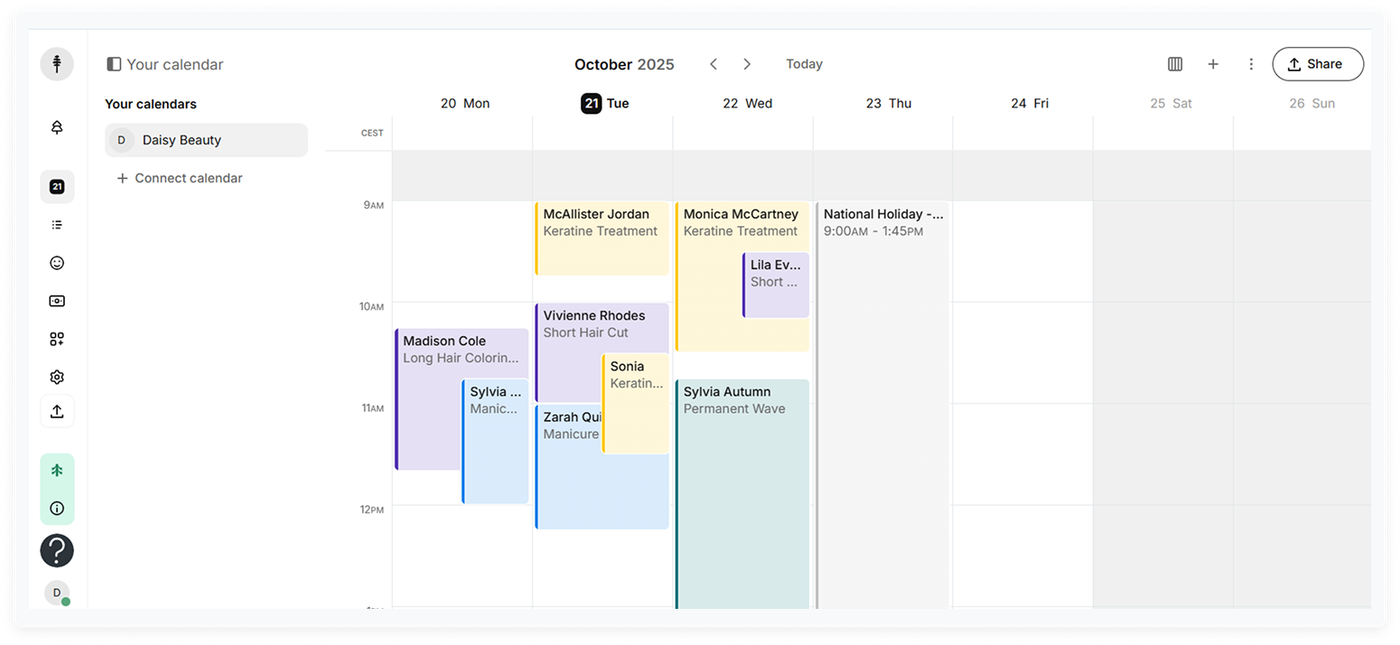 screenshot of one of the salon booking apps setmore