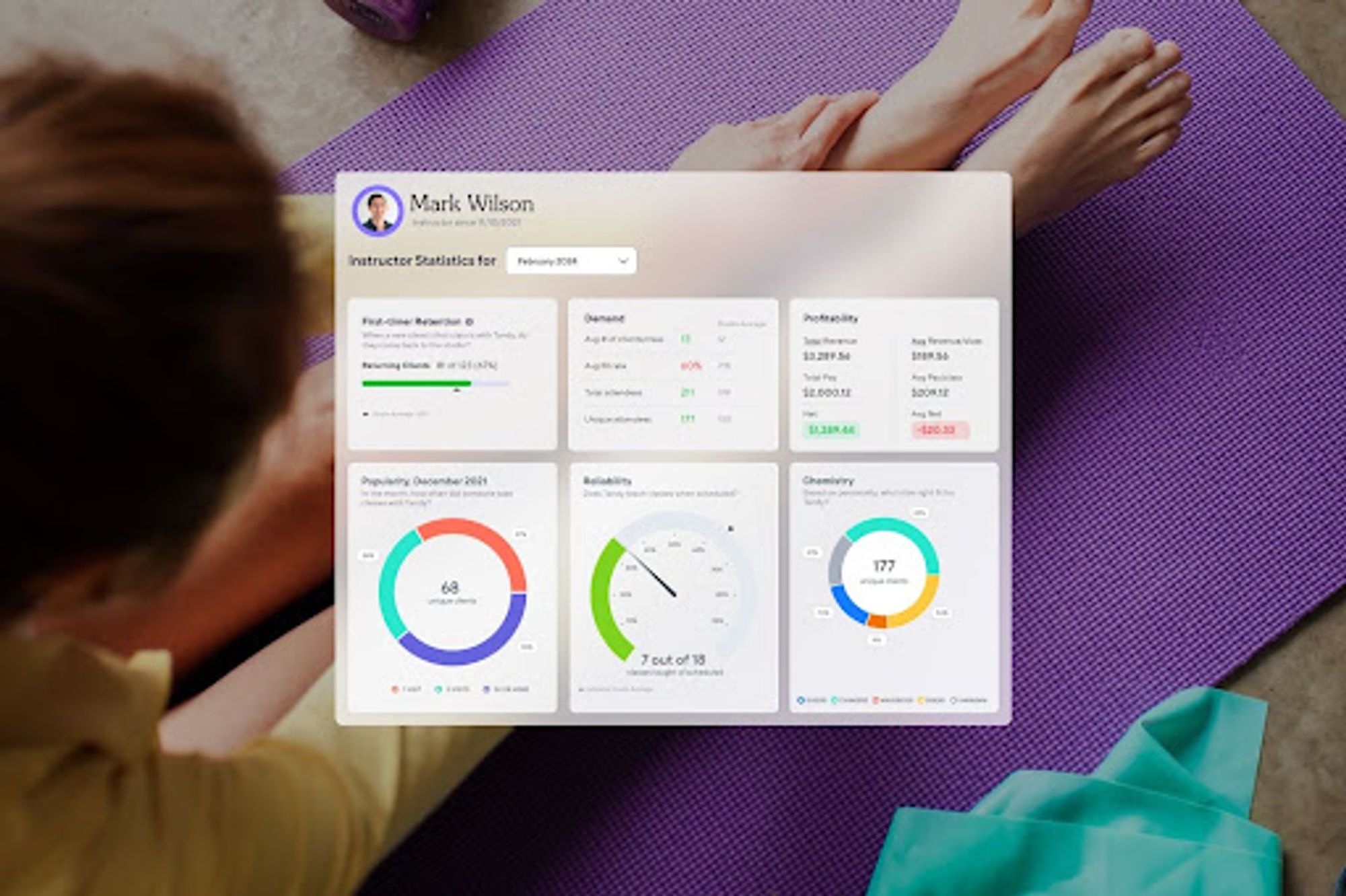 screenshot of Walla yoga payment processing software