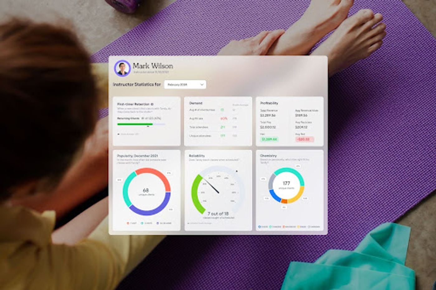 screenshot of Walla yoga payment processing software