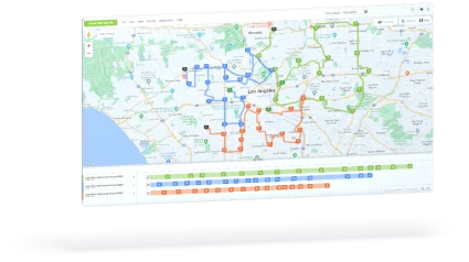 Map showing routes on the Route4Me platform