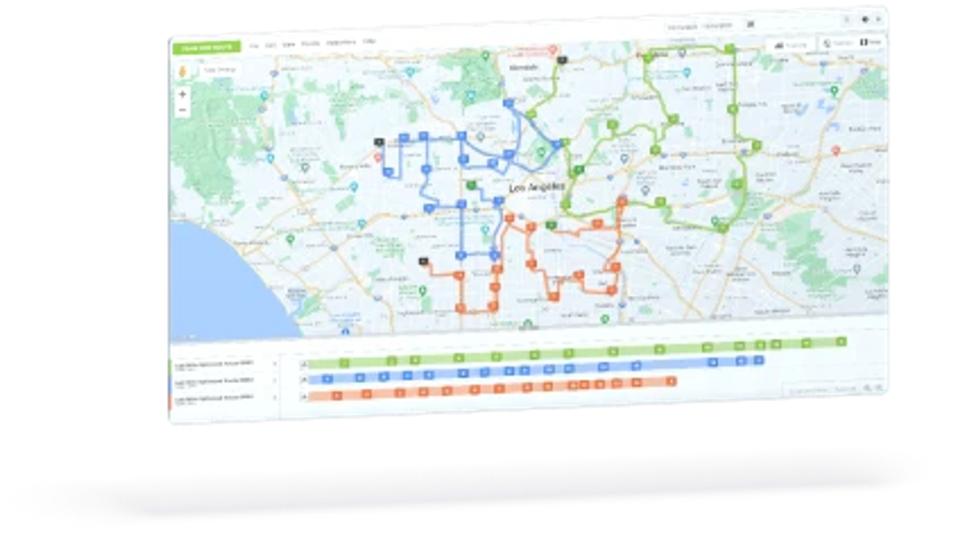 Map showing routes on the Route4Me platform