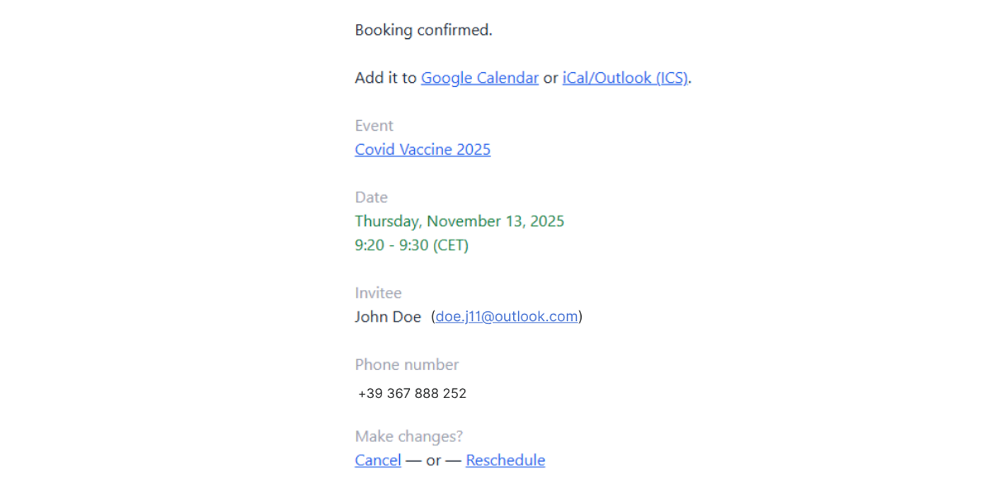 koalendar scheduling software sending automated reminders for flu and COVID vaccine appointments