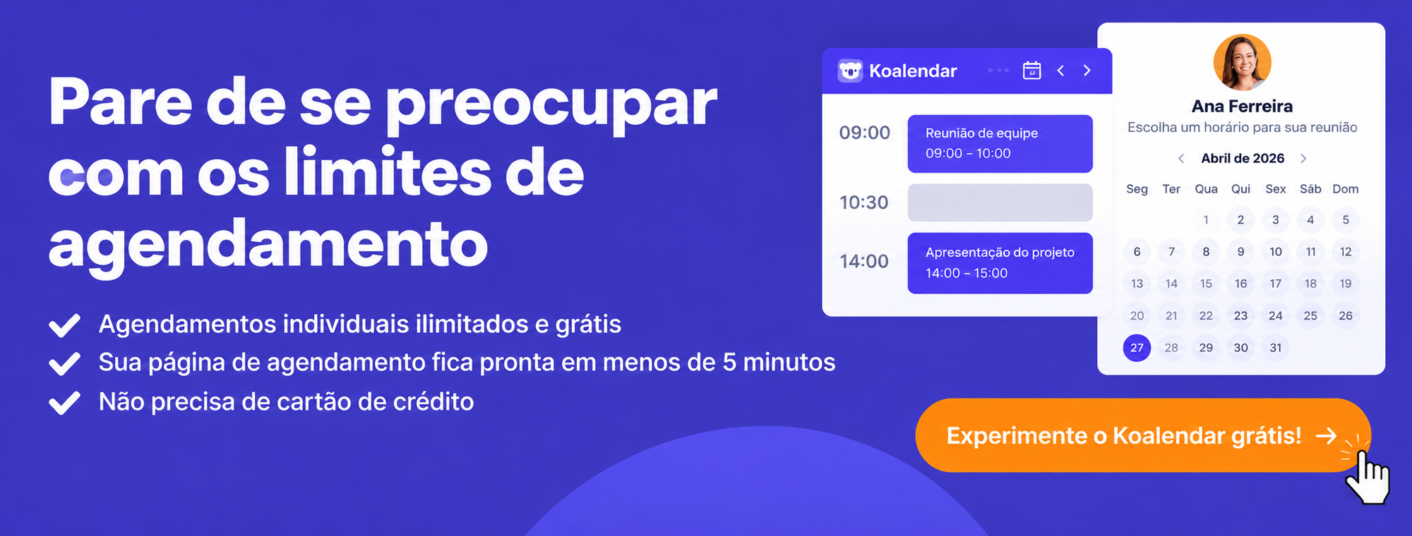 Banner do Koalendar convidando os usuários do Group polls a trocar o Doodle pelo Koalendar, sem limites de páginas de agendamento no plano gratuito.