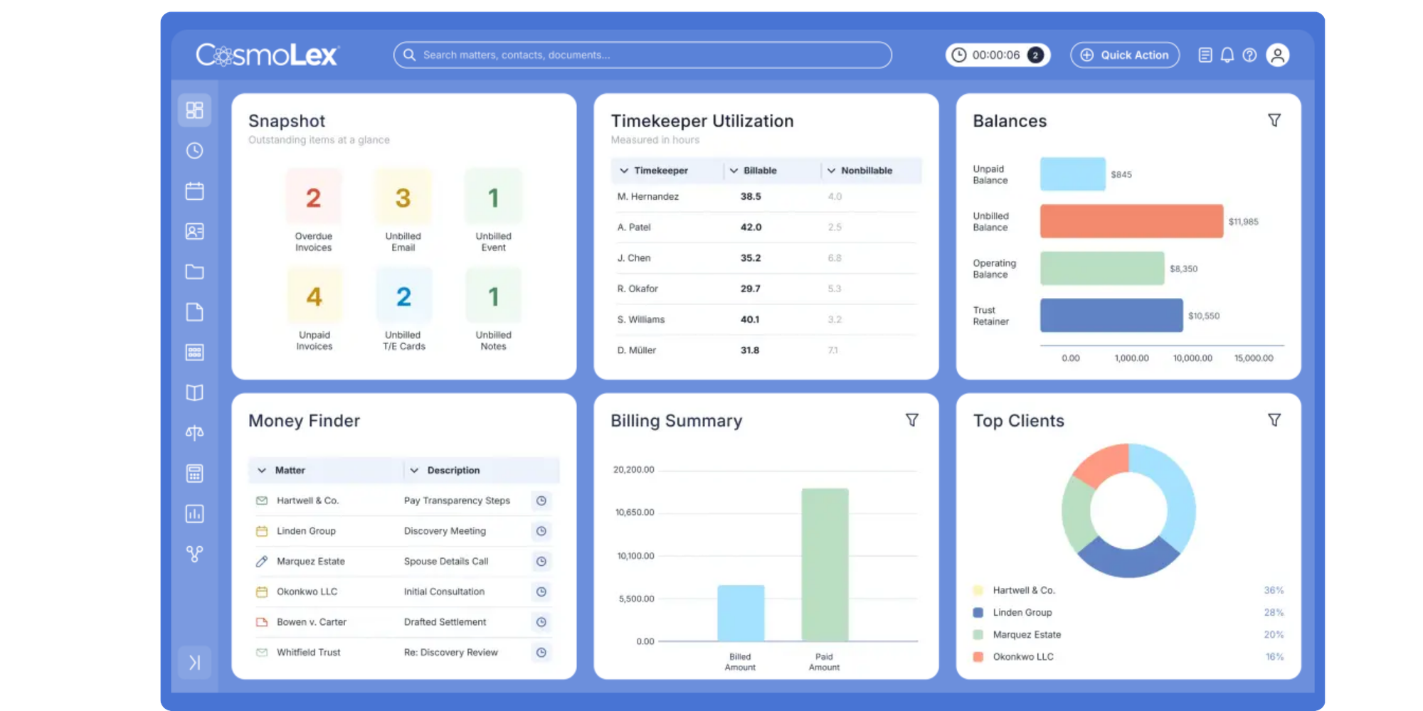 cosmolex attorney scheduling software ui
