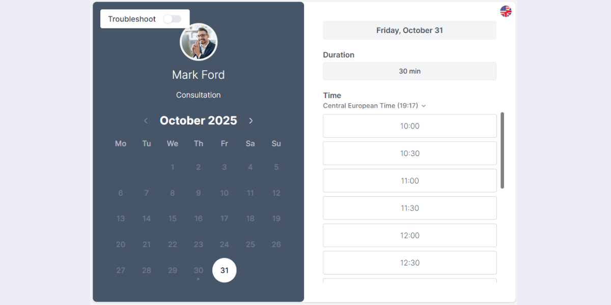 Koalendar scheduling tool interface, free plan