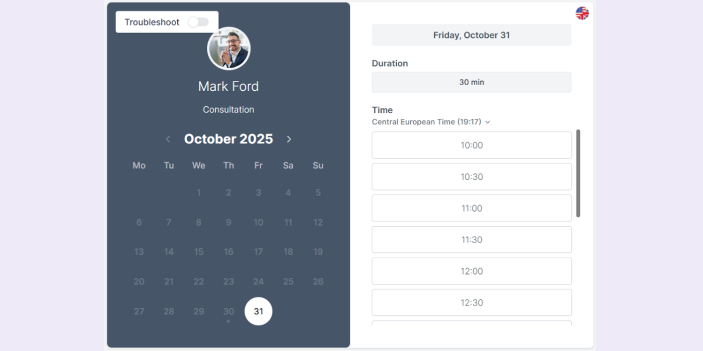 Koalendar scheduling tool interface, free plan