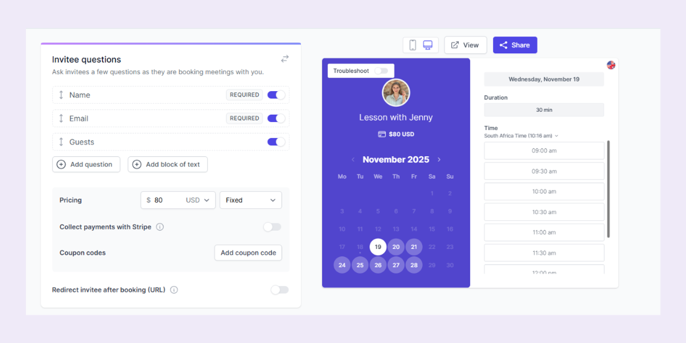 koalendar scheduling and payment app super easy user interface