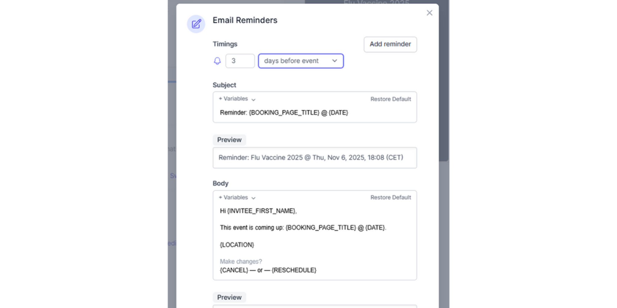 customized Online fitness classes reminder in koalendar