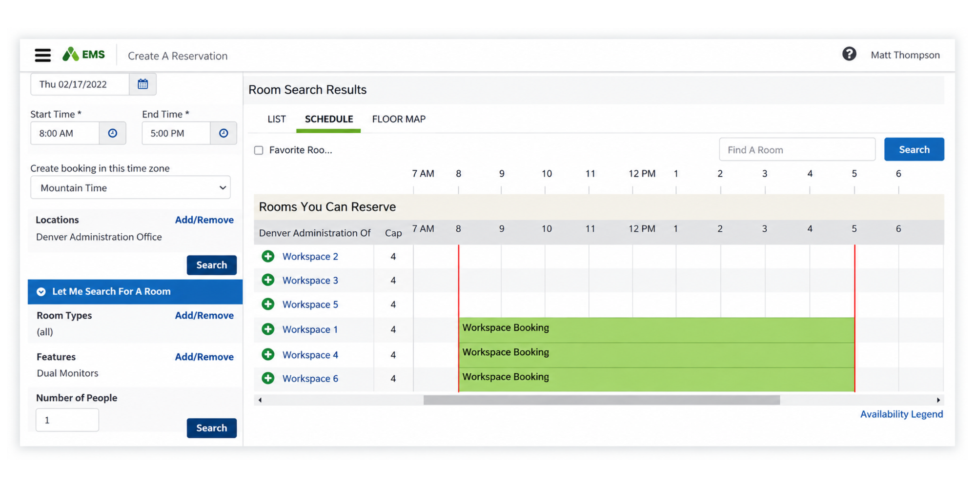 Accruent EMS venue scheduling software interface