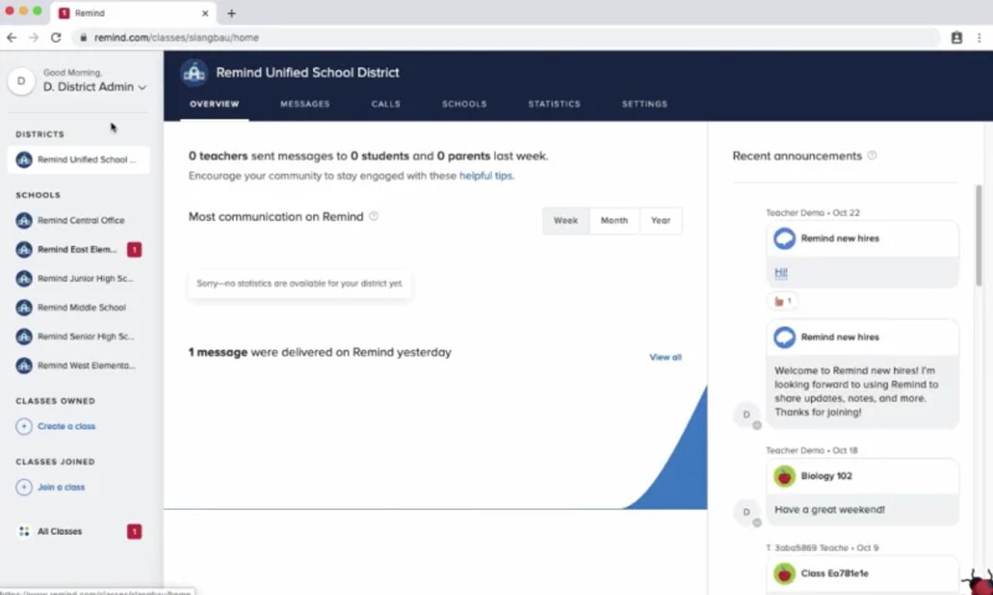Remind Announcement Software schools use case