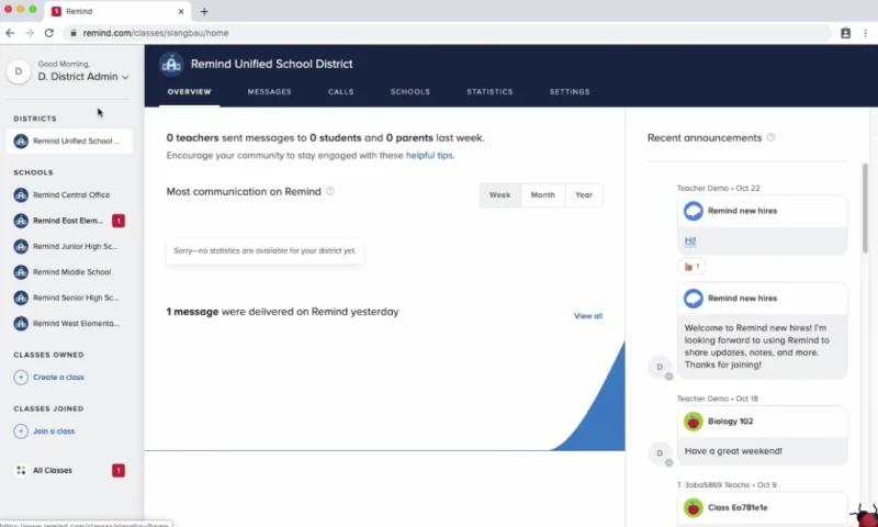 Remind Announcement Software schools use case