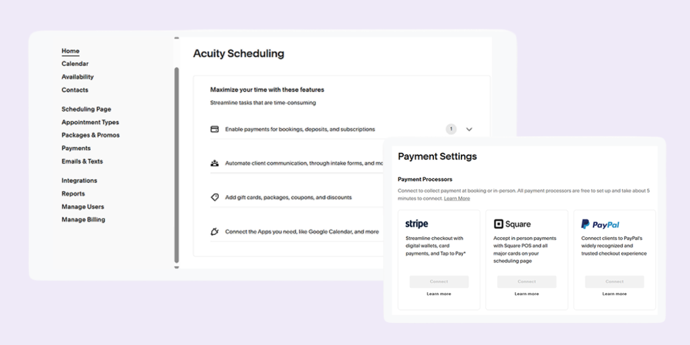 Acuity Scheduling payment options and scheduling app