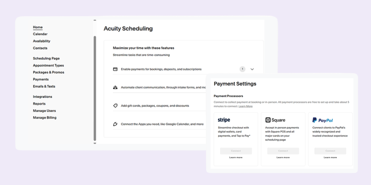 Acuity Scheduling payment options and scheduling app