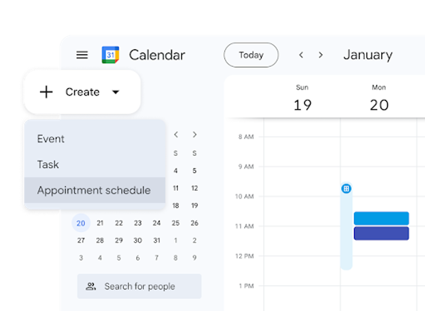 Screenshot of Google Calendar’s Appointment Schedule feature