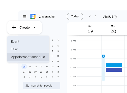 Screenshot of Google Calendar’s Appointment Schedule feature
