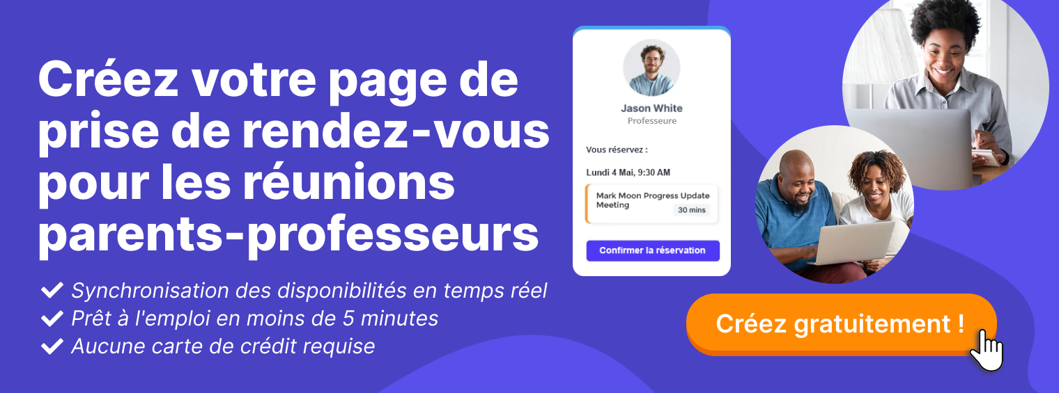 page de prise pour les reunions parents-professeurs