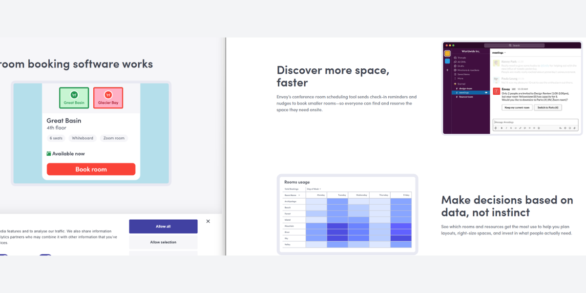 screenshot of envoy room booking