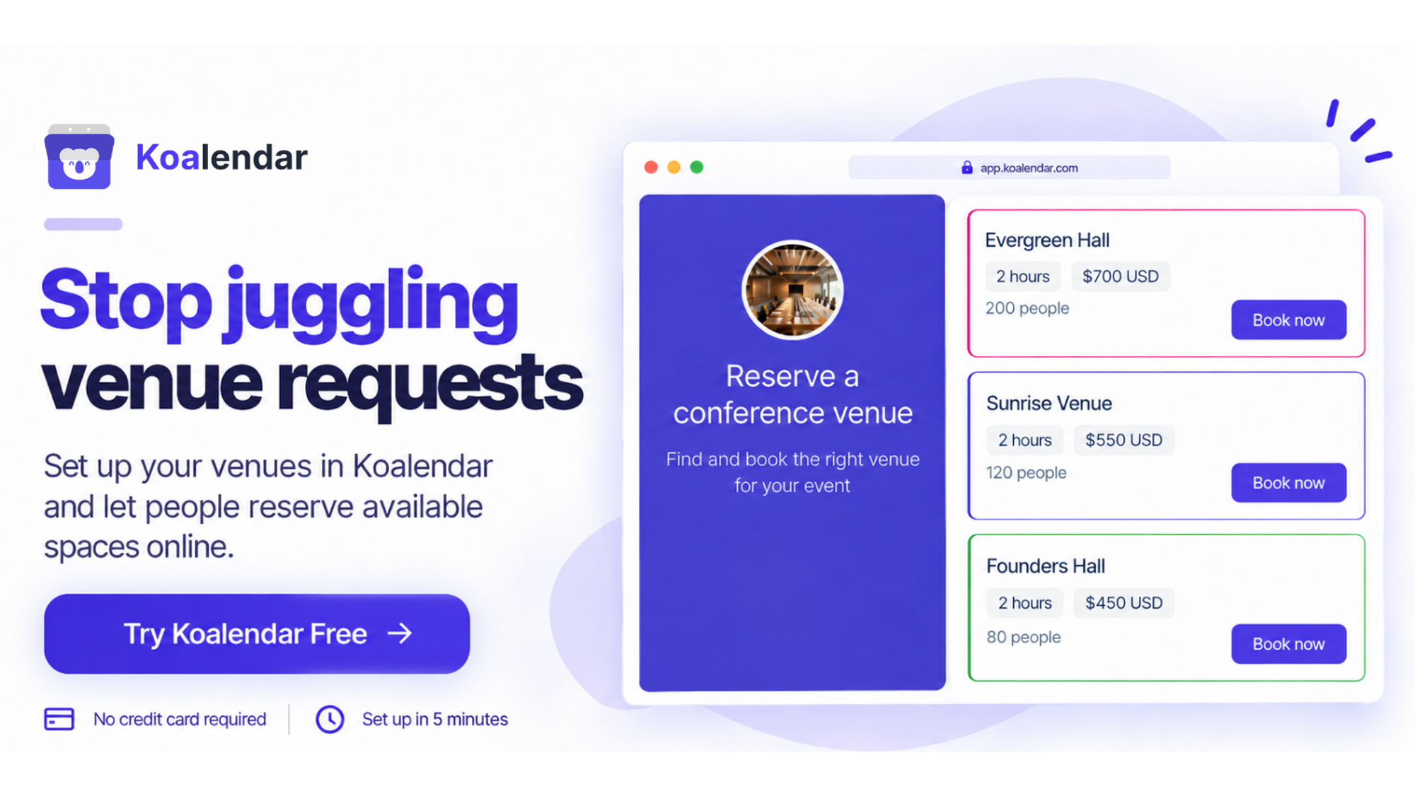 Venue scheduling software banner about stopping the juggling of venue requests