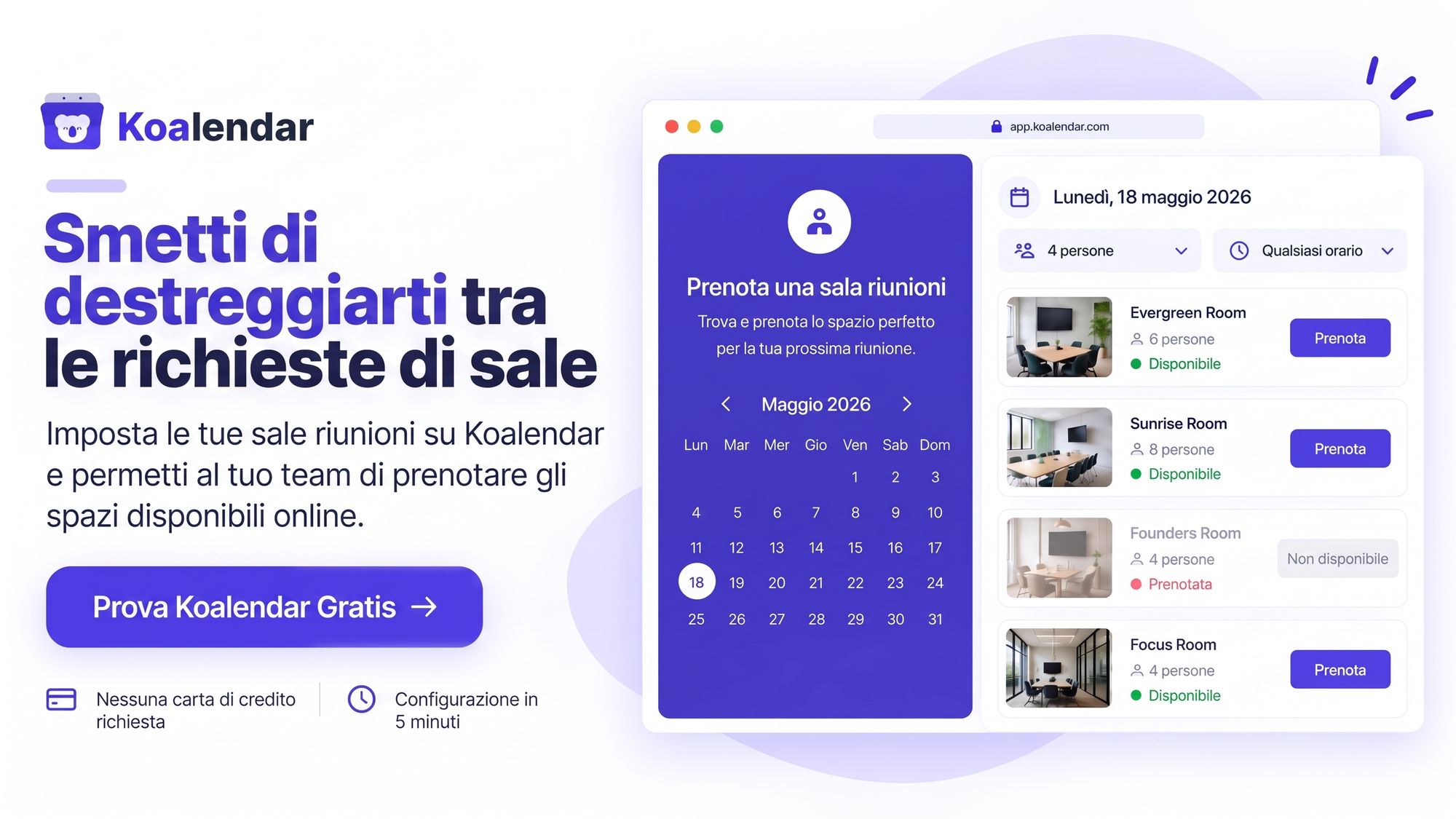 Banner di Koalendar: sistema gratuito di prenotazione delle sale riunioni