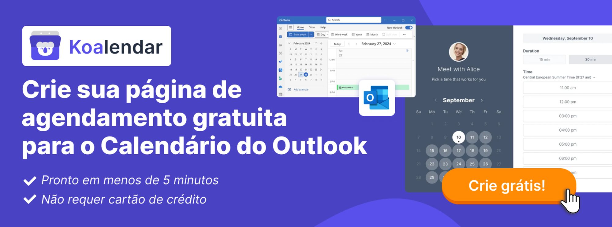banner para criar página de agendamento com o Koalendar