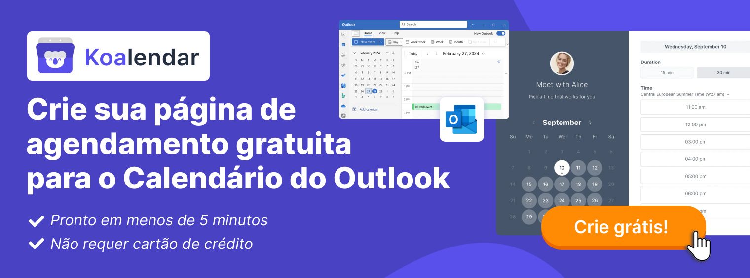 banner para criar página de agendamento com o Koalendar