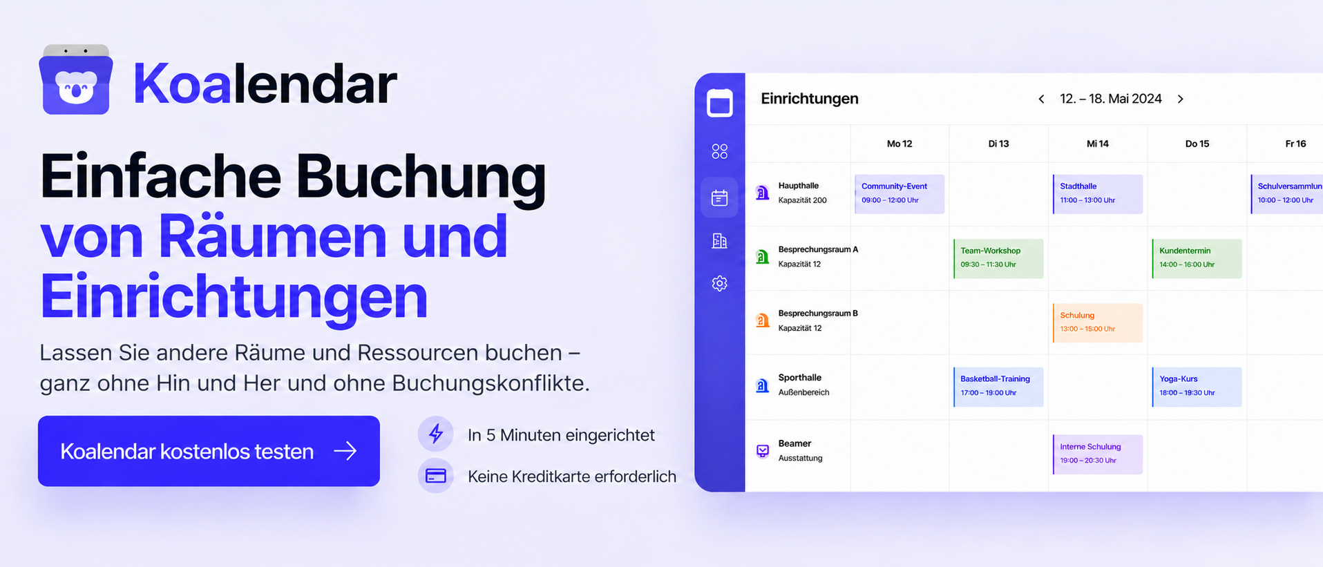Koalendar für die Buchung von Räumen und Einrichtungen