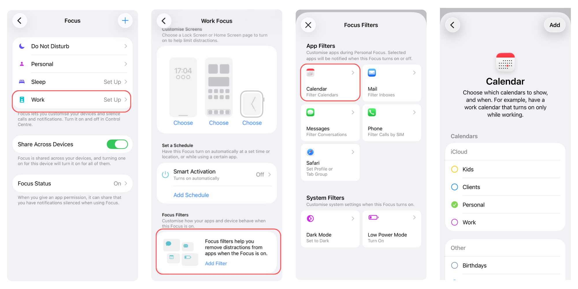 focus mode scheduling on iphone