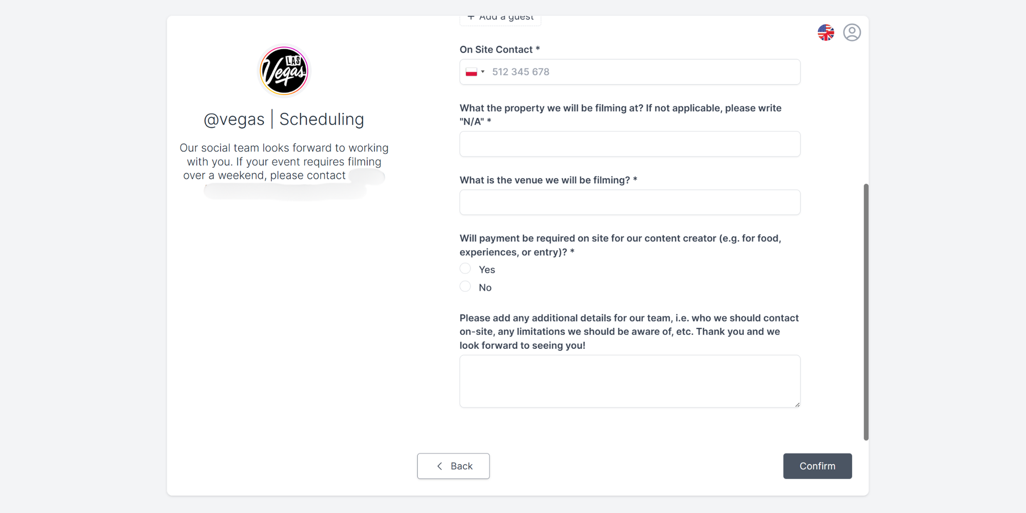 booking page with in take form questions made with Koalendar