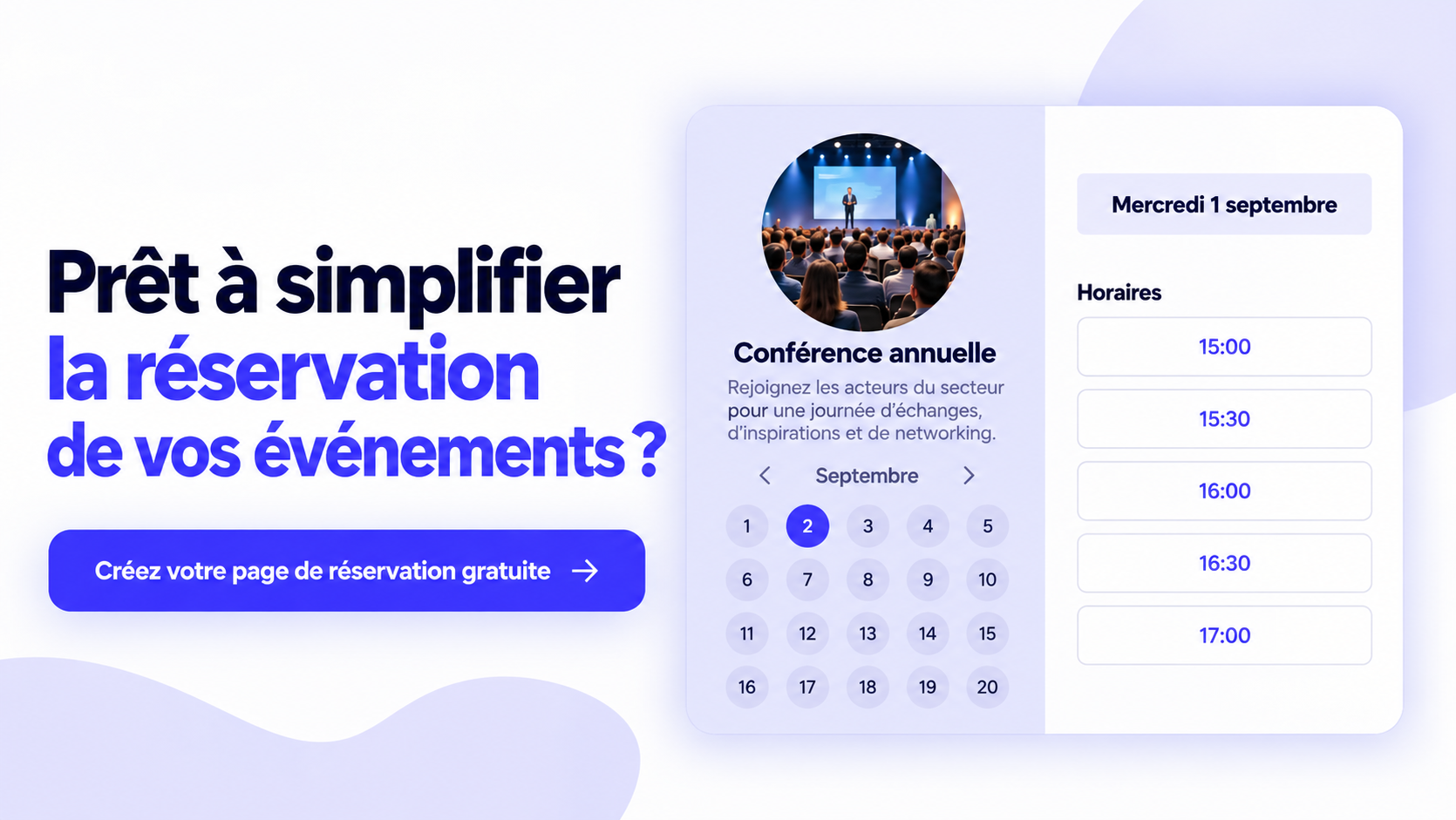 Bannière Koalendar invitant les organisateurs à simplifier les réservations d’événements grâce à un logiciel de planification des espaces événementiels