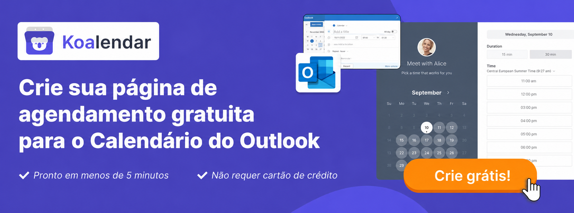 banner da ferramenta de agendamento de calendário Koalendar para o Outlook