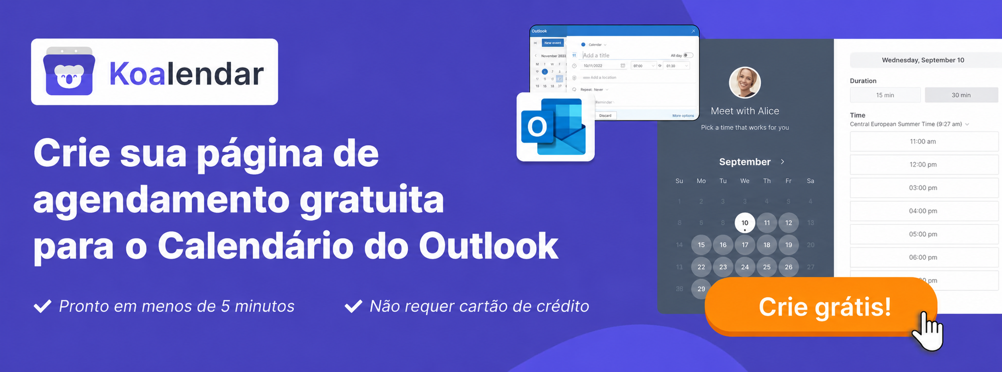 banner da ferramenta de agendamento de calendário Koalendar para o Outlook