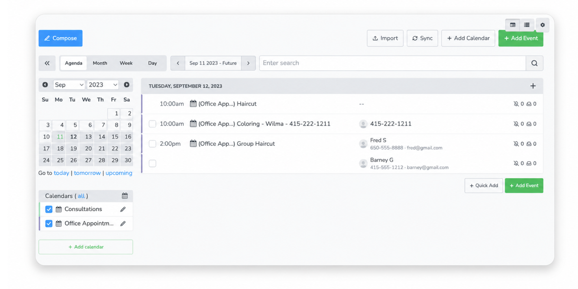 tool screenshot of apptoto sms appointment reminder system 