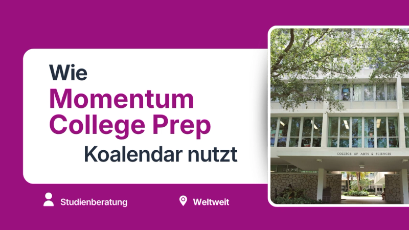 Momentum College Prep Fallstudie – Hero-Grafik mit einem Hochschulgebäude und dem Text