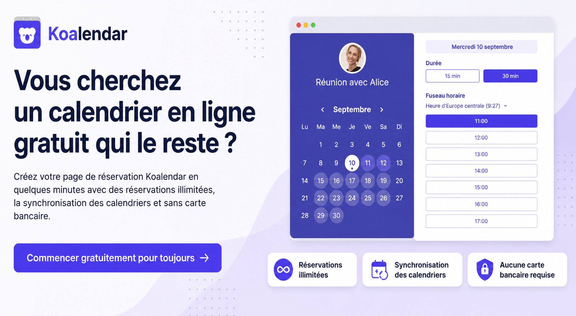 Calendrier en ligne gratuit qui le reste