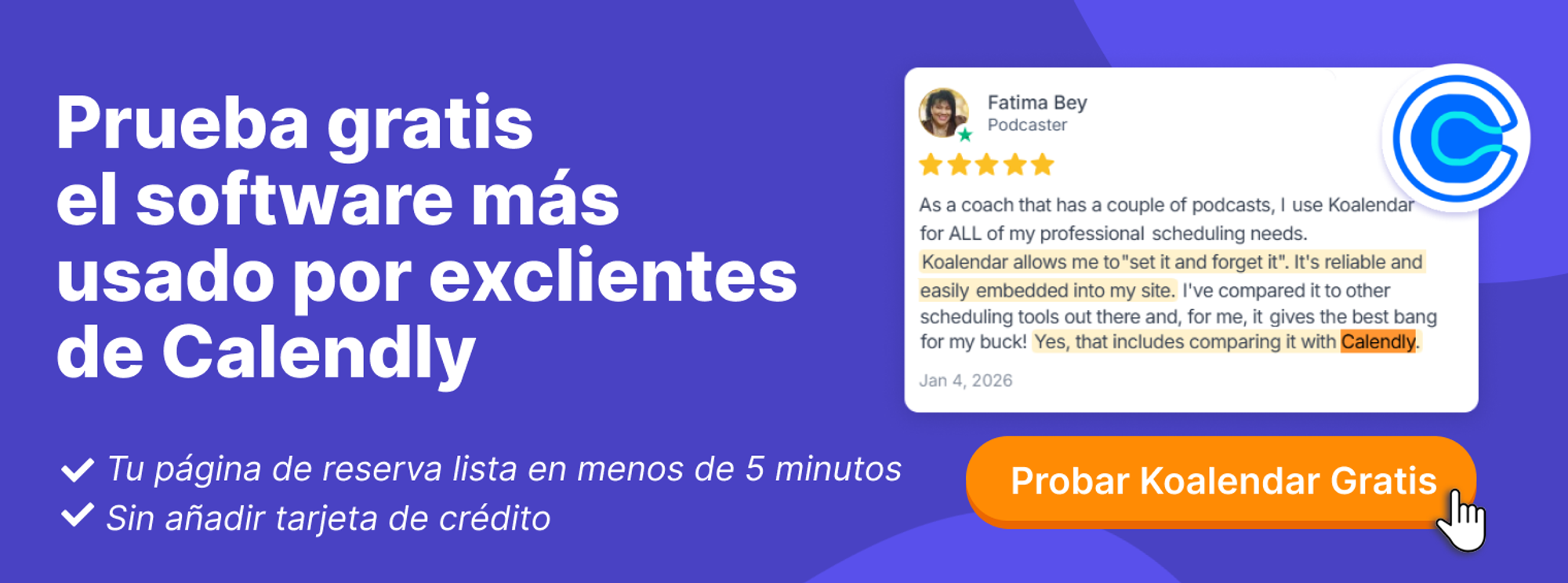 después de saber cómo cancelar la suscripción de Calendly, pásate al software de programación Koalendar