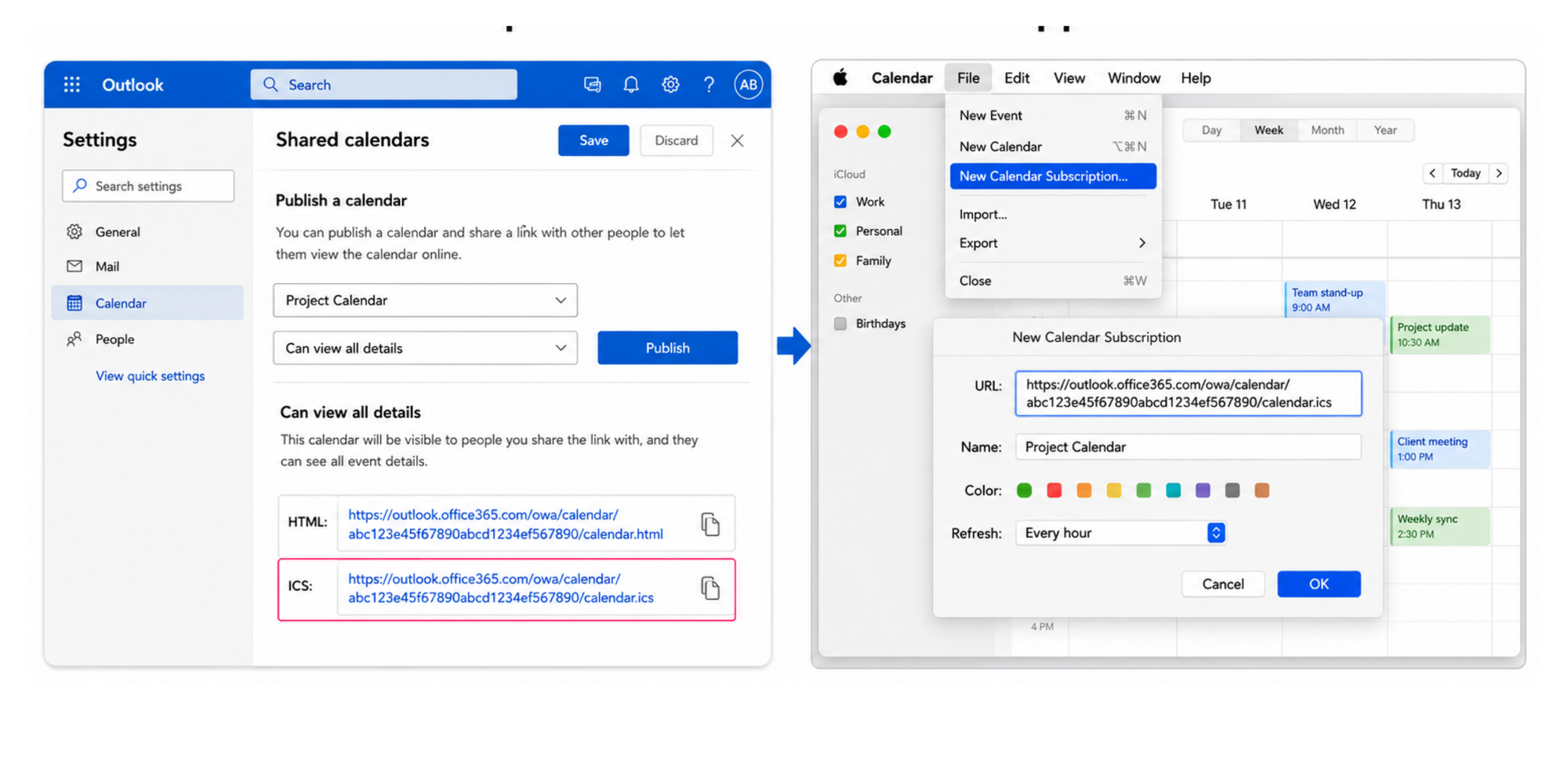 import outlook calendar to apple calendar on mac